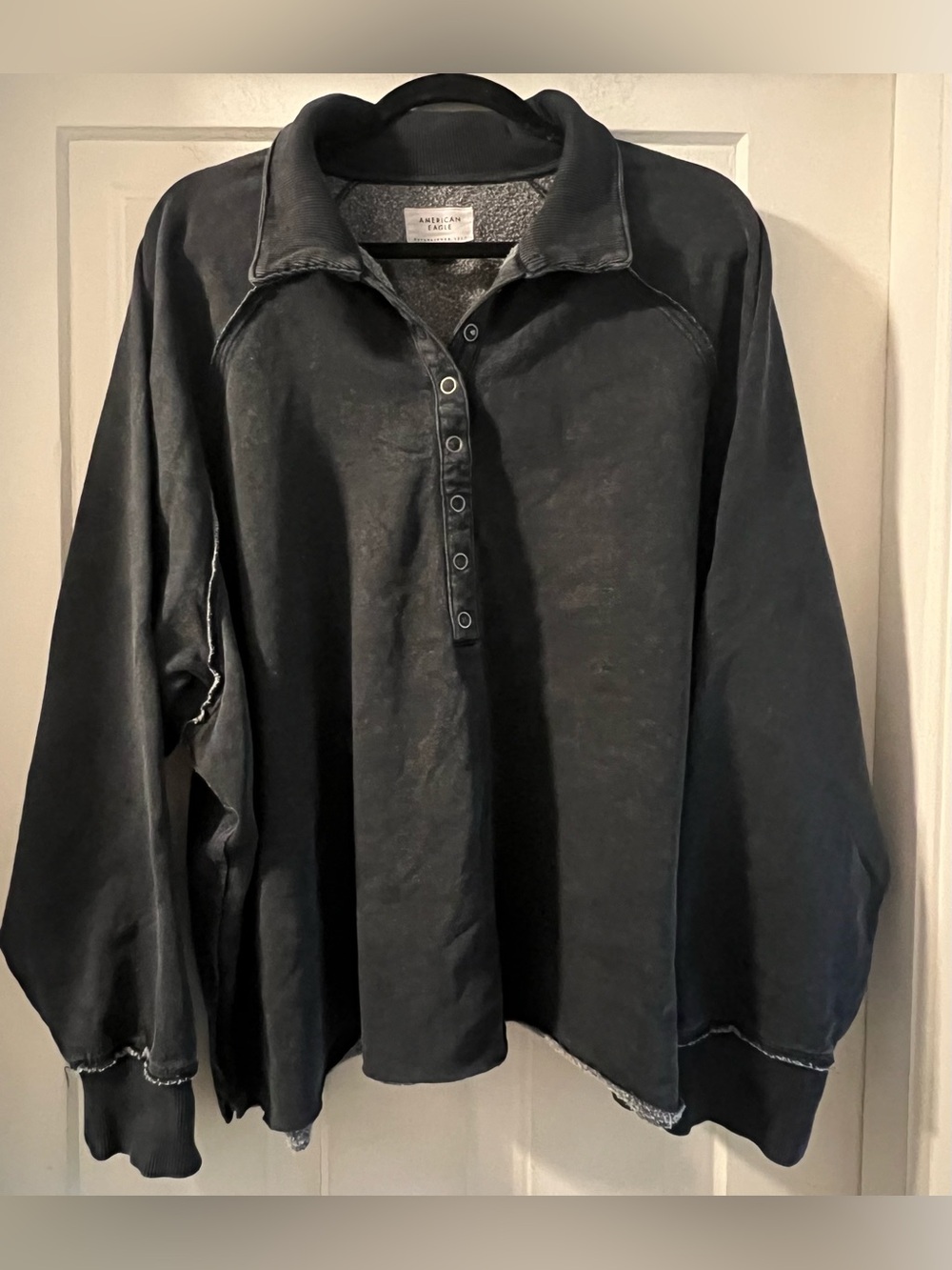 American Eagle Gray Fleece-Lined Pullover